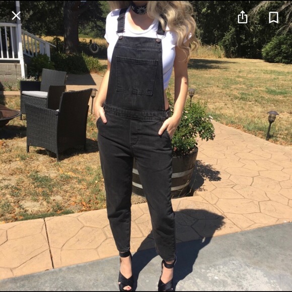 Topshop Denim - Topshop Black Denim Overalls